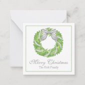 Grauer Bow Kranz und grünes Thema Mitteilungskarte (Vorderseite)