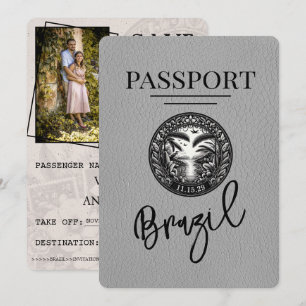 Grauer Brasilien Reisepass Save The Date