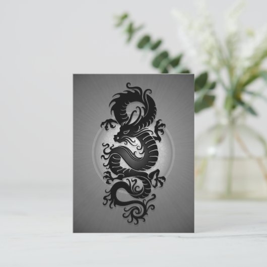 Grauer Burst chinesischer Drache Postkarte (Stehend Vorderseite)
