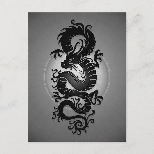 Grauer Burst chinesischer Drache Postkarte (Vorderseite)