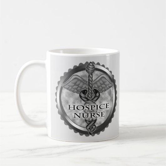 Grauer Caduceus Hospiz Krankenschwester Kaffeetasse (Links)