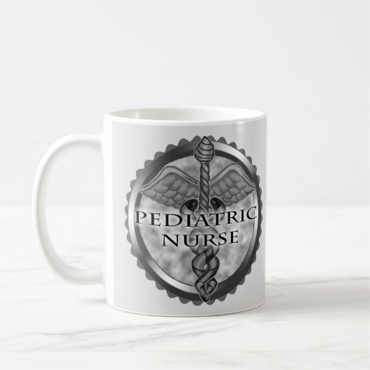 Grauer Caduceus Kinderkrankenschwester Kaffeetasse (Links)