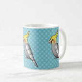 Grauer Cartoon Cockatiel Parrot Bird Kaffeetasse (VorderseiteRechts)
