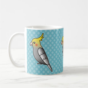 Grauer Cartoon Cockatiel Parrot Bird Kaffeetasse