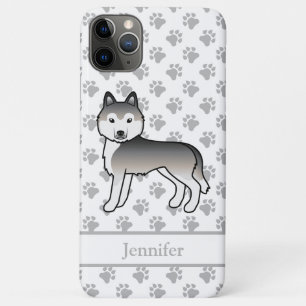 Grauer Cartoon-Hund der Rasse Siberian Husky & Nam Case-Mate iPhone Hülle