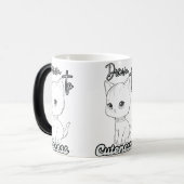 Grauer Cartoon Kitten mit Big Eyes Verwandlungstasse (Vorderseite Links)