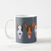 Grauer Cartoon Podenco Dog Faces Kaffeetasse (Links)