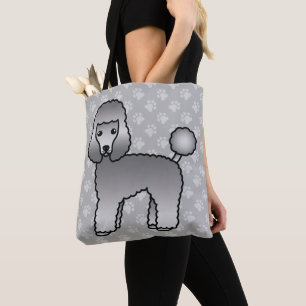 Grauer Cartoon Toy Poodle Hunde Rasse Zeichnend Tasche