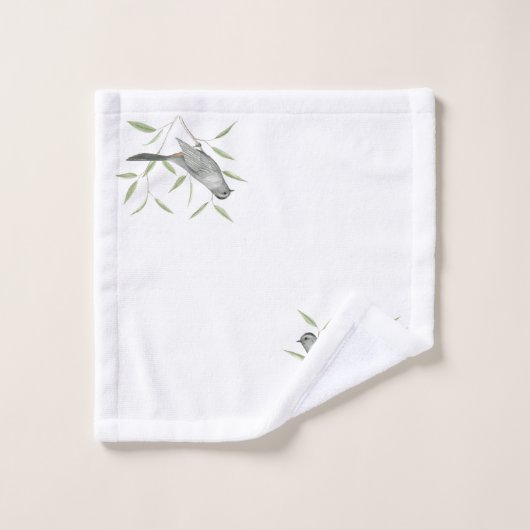 Grauer Catbird-Vogel-Kunst Badhandtuch Set (Waschlappen)
