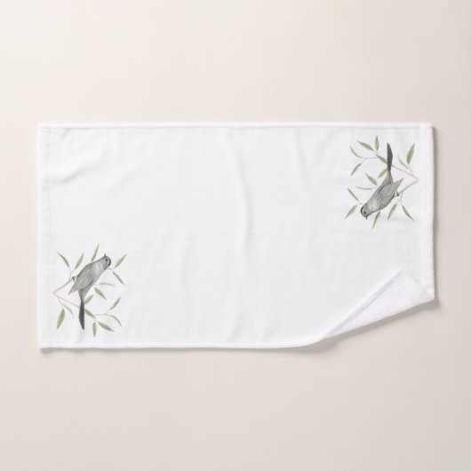Grauer Catbird-Vogel-Kunst Badhandtuch Set (Handtuch)