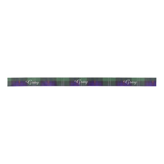 Grauer Clan karierter schottischer Kilt Tartan Satinband (Vorderseite)