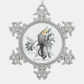 Grauer Cockatiel Schneeflocken Zinn-Ornament (Vorderseite)