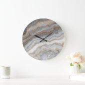 Grauer Curly-Marmor: Goldene Venen Große Wanduhr (Zuhause)