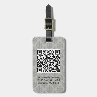 Grauer Damast QR CODE Gewohnheits-Gepäckanhänger Gepäckanhänger