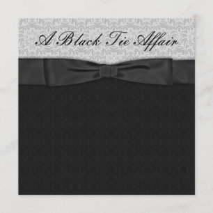 Grauer Damast Schwarz Fliege Formaler Firmenabend Einladung