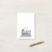 Grauer Dampfzug mit dem Namen Grafikpost - Notizen (Auf Schreibtisch)