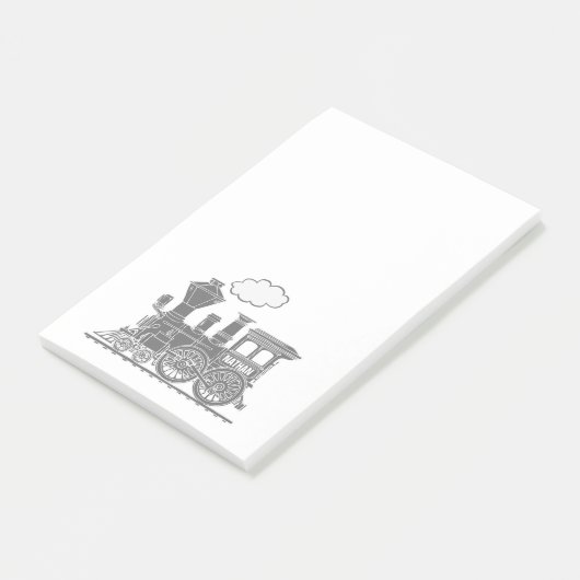 Grauer Dampfzug mit dem Namen Grafikpost - Notizen (angewinkelt)