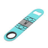 Grauer Deko Blüh Flaschenöffner (Vorderseite Schrägansicht)