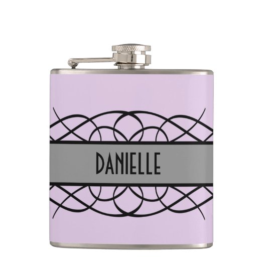 Grauer Deko Blühe Flask Flachmann (Vorderseite)