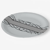 Grauer Deko Blühe Paper Teller (Schrägansicht)