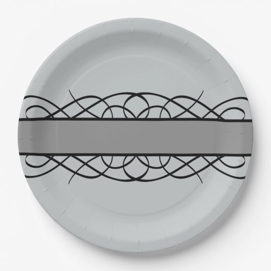 Grauer Deko Blühe Paper Teller (Vorderseite)