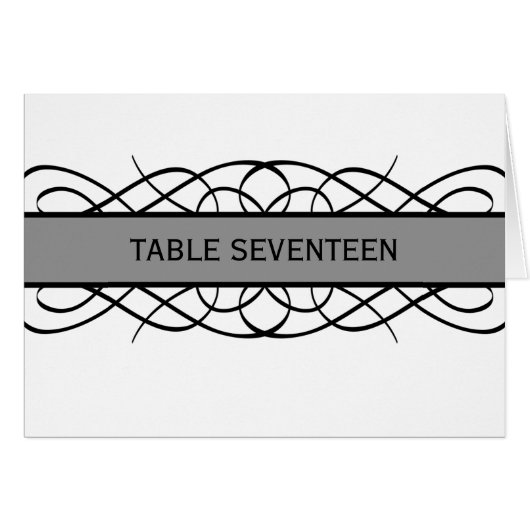 Grauer Deko Blühe Tischnummer Card (Vorderseite (Horizontal))