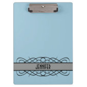 Grauer Deko Blühte Zwischenablage Klemmbrett (Vorderseite)