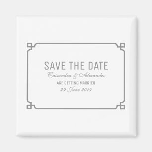 Grauer Deko Chic Save the Date Magnet