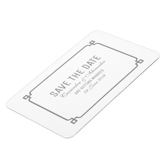 Grauer Deko Chic Save the Date Magnet (Linke Seite)