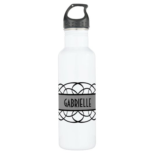 Grauer Deko Geblüht Trinkflasche (Vorderseite)