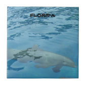 Grauer Delphin schwimmt unter Wasser Fliese (Vorderseite)