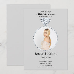 Grauer Diamant Hochzeit Bling Ring Brautparty Einladung