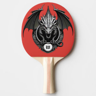 Grauer Drache mit gelben Augen Tischtennis Schläger