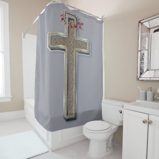 Grauer Duschvorhang (Beispiel)