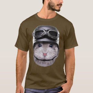 Grauer Dwarf Hamster Biker mit Motorrad T-Shirt