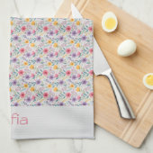 Grauer einfacher Wildblume Geschirrtuch (Viertel Falte)