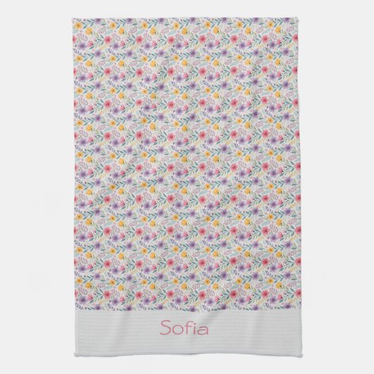 Grauer einfacher Wildblume Geschirrtuch (Vertikal)