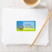 Grauer Elefant Cartoon Adressaufkleber (Insitu)