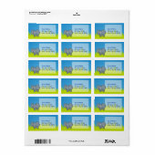 Grauer Elefant Cartoon Adressaufkleber (Vorne)