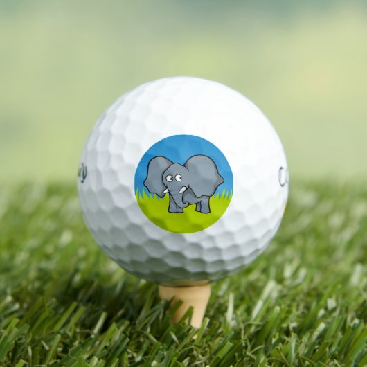 Grauer Elefant Cartoon Golfball (Insitu T-Shirt)