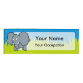 Grauer Elefant Cartoon Namenschild (Vorderseite)