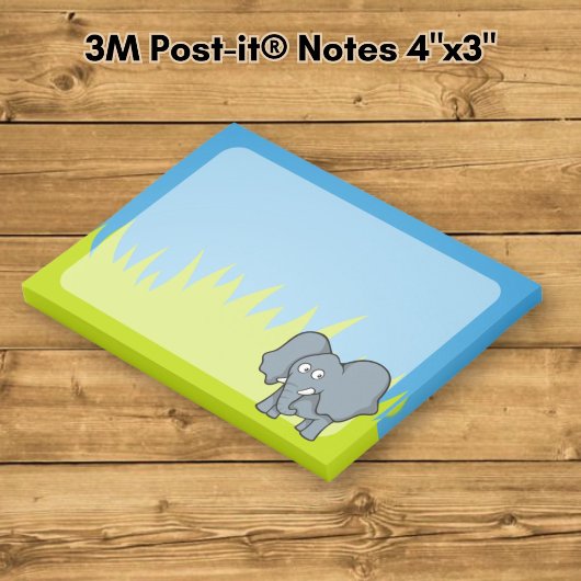 Grauer Elefant Cartoon Post-it Klebezettel
