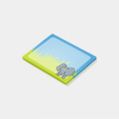 Grauer Elefant Cartoon Post-it Klebezettel (angewinkelt)