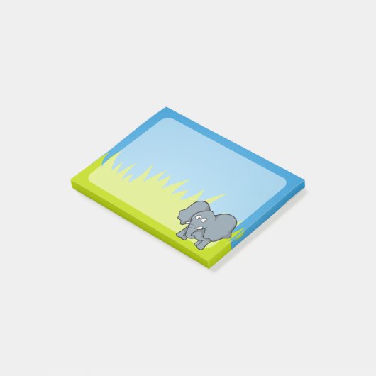 Grauer Elefant Cartoon Post-it Klebezettel (angewinkelt)