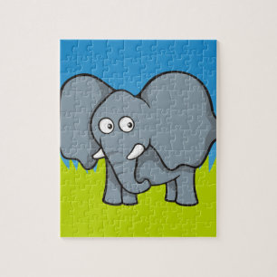Grauer Elefant Cartoon Puzzle