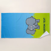 Grauer Elefant Cartoon Strandtuch (Vorderseite)