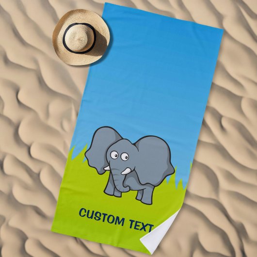 Grauer Elefant Cartoon Strandtuch