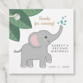 Grauer Elefant mit Wassersprinklen danke Geschenkanhänger (Vorderseite)