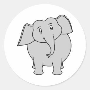 Grauer Elefant. Runder Aufkleber