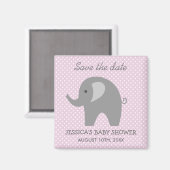 Grauer Elefant Save the Date Babyduschmagnet Magnet (Vorderseite/Rückseite)